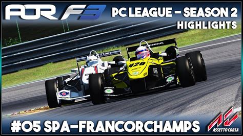 Assetto Corsa AOR F3 PC League Round 5 Spa Highlights YouTube