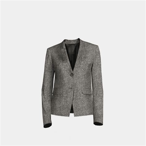 Light Gray Tweed No Lapels Cropped Jacket Relaxed Fit Sumissura