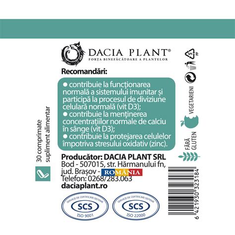 Vitamina D3 5000UI Zinc Si Quercetina 30 Comprimate Dac Farmacia