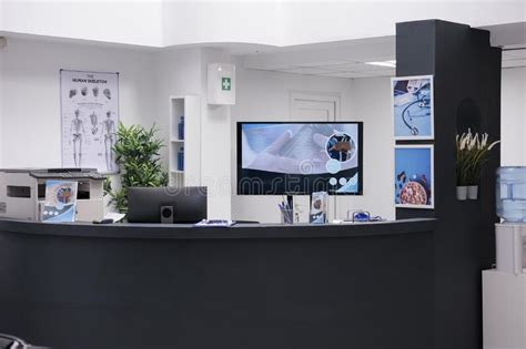 Hospital Reception Desk with Computer Stock Photo - Image of visit ...