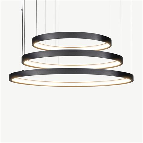 Led 3 Ring Pendant Lamp Halo ∅920 Mm Black Lightinova