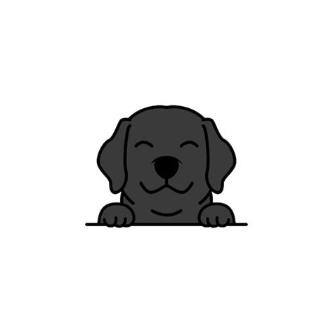 Premium Vector Cute Black Labrador Retriever Puppy Smiling Cartoon