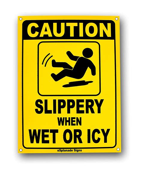 Esplanade Caution Slippery When Wet Or Icy Sign Sticker Decal Easy To Mount Weather