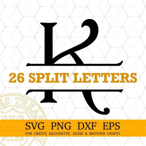 Split Monogram Svg Font Letters, Monogram Alphabet Svg Png Dxf Files ...