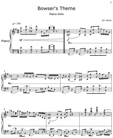 Bowser S Theme Sheet Music For Piano