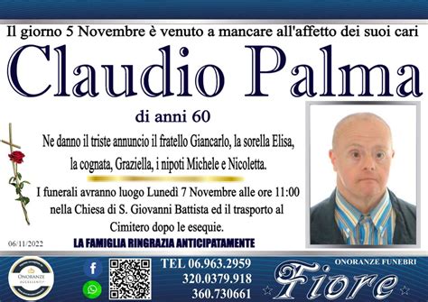 Velletri Piange La Scomparsa Di Claudio Palma Aveva 60 Anni