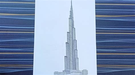 How To Draw Burj Khalifa Dubai Building Burj Khalifa Drawing Step By