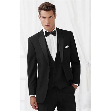 Classic Style Two Button Black Groom Tuxedos Groomsmen Mens Wedding Suits Prom Dress Jacket