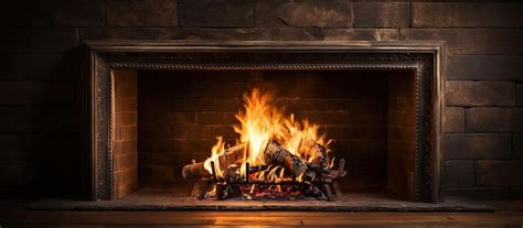 Premium AI Image | Burning fire in fireplace