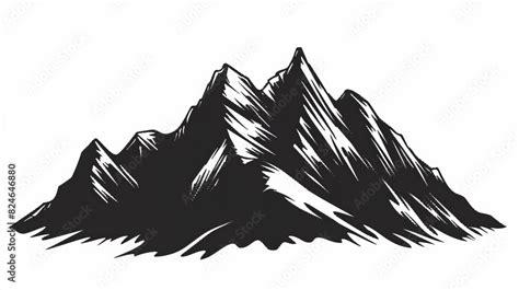 Cartoon mountain range clip art in black, isolated Stock Illustration ...