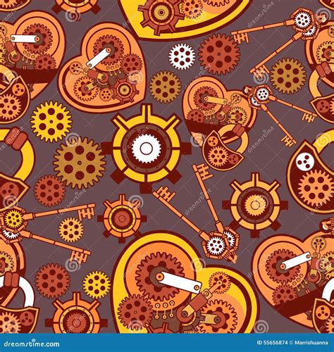 Seamless Pattern Steampunk Mechanism Stock Vector Illustration Of