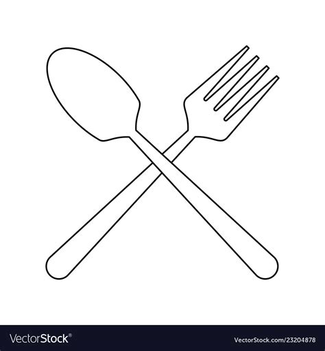 Spoon And Fork In Black White Royalty Free Vector Image