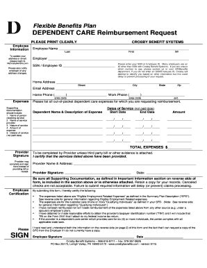 Fillable Online Dep Care Reimb Request Form Instructions For Form