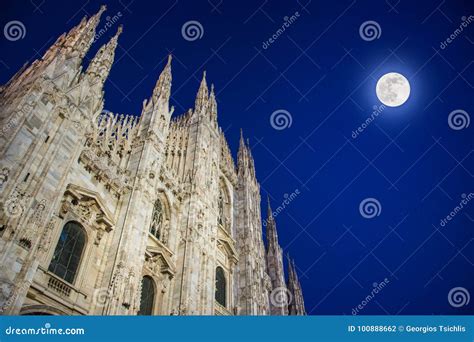 Milan Cathedral, Piazza Del Duomo at Night, Italy Stock Photo - Image ...