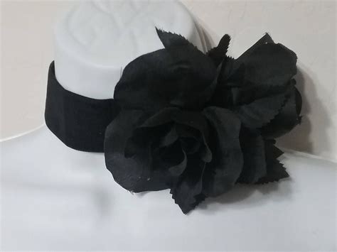 Organza Black Flower Choker Black Rose Choker Large Big Flower Choker Boho Flower Choker