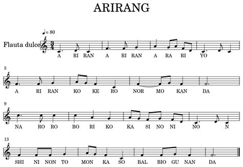 Arirang Sheet Music For Recorder