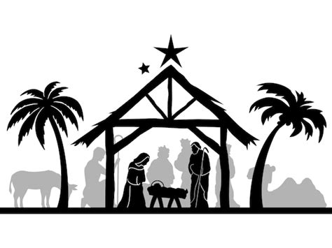 CHRISTMAS Nativity Scene Birth Silhouette Vector Graphic Svg | Etsy