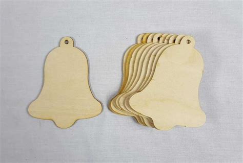 Plain Wooden Bell Shapes Pack Of 10 Ready To Decorate 13cm X 10cm