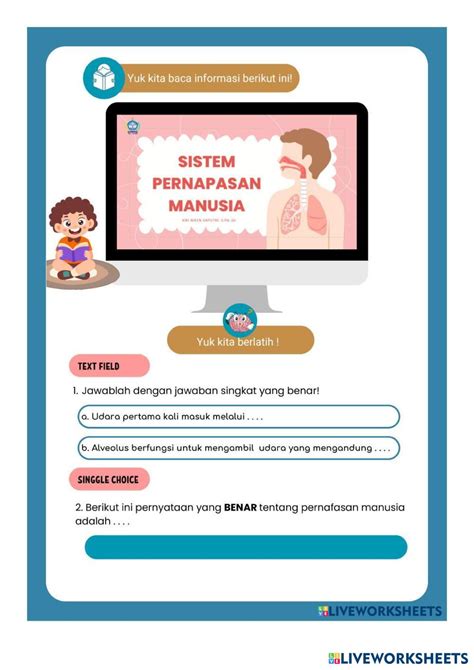 Sistem Pernafasan Manusia Live Worksheets