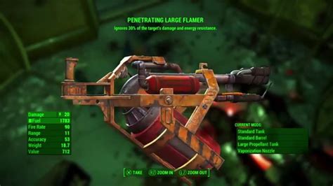 Fallout 4 Penetrating Large Flamer Heavy Weapon Testing