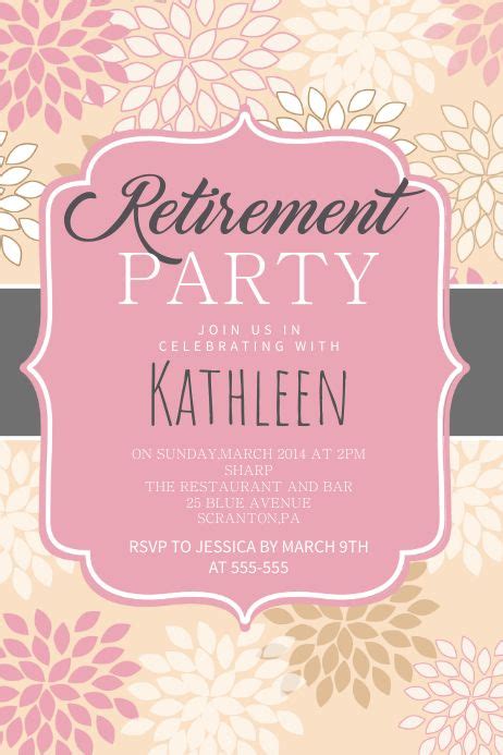 Floral Retirement Party Invitation Template Illustrator Word Outlook Apple Pages Psd Publisher