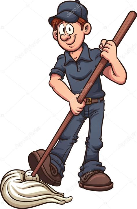 Pictures: janitor clip art | Cartoon janitor — Stock Vector ...