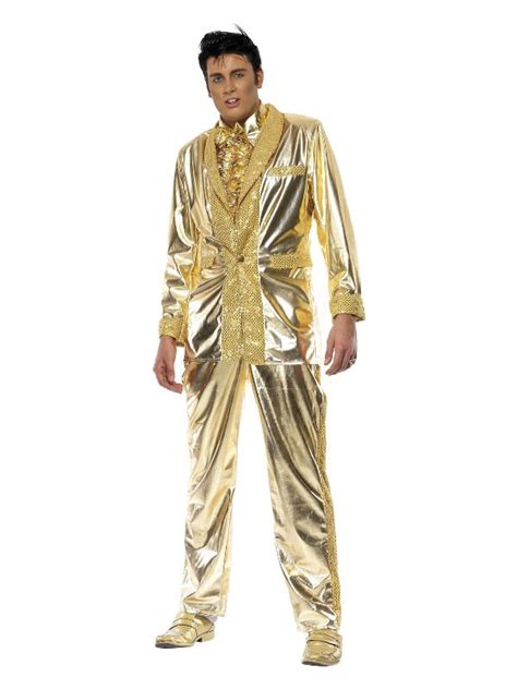 Mens Gold Elvis Fancy Dress Suit