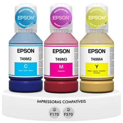 Kit 3 Cores Tinta Sublimatica Magenta Amarela Ciano T49m Original Epson