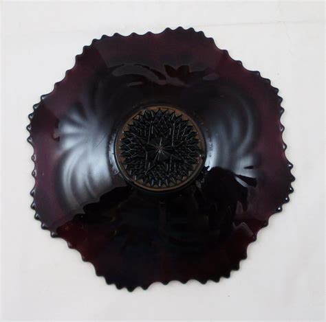 Antique Imperial Amethyst Scroll Embossed Carnival Glass Plate Carnival Glass