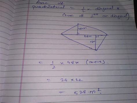 Fig The Diagonal Of A Quadrilateral Shaped Field Is M Long