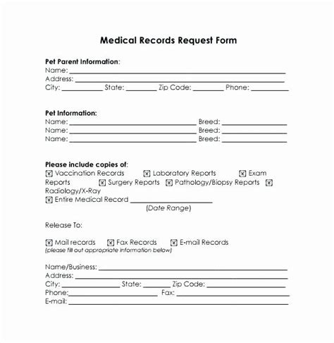 Medical Records Request Form Template