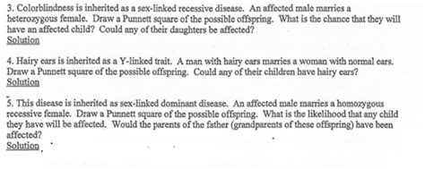 Solved Colorblindness Is Inherited As A Sex Linked Chegg