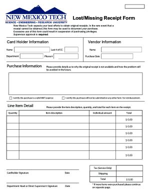 Fillable Online Free Sample Missing Receipt Forms In Pdfms Word