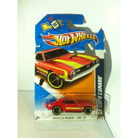 Hot Wheels Muscle Mania Gm Series Copo Camaro Red Dark Gray Interior Yellow Rim