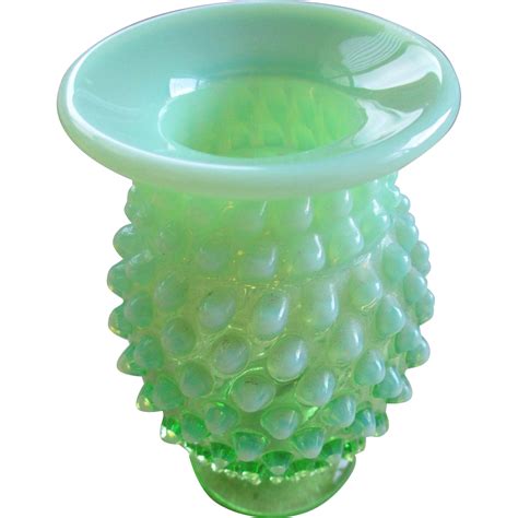 Fenton Green Opalescent Hobnail Vase From Silvermoonjewelryandmore On Ruby Lane