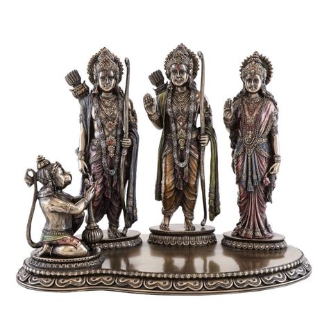 Rama Sita And Lakshmana Worshipped By Hanuman Statue Hindu Deities