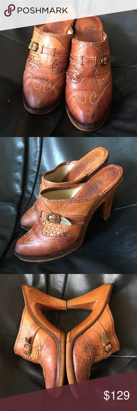 SOLD 70s KINNEY Shoes Vintage Leather Woven Clogs Vintage Clogs