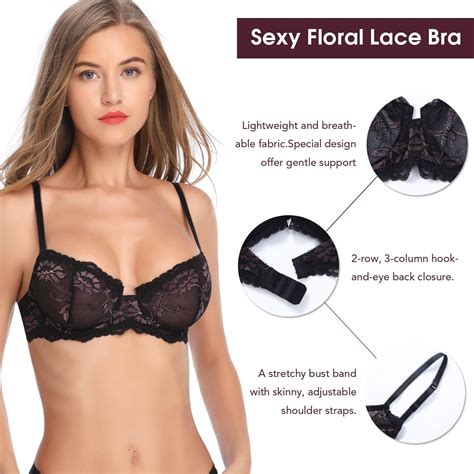 Wingslove Womens Lace Bra Beauty Sheer Floral Underwired Sexy Bra Non Padded Unlined Amazon