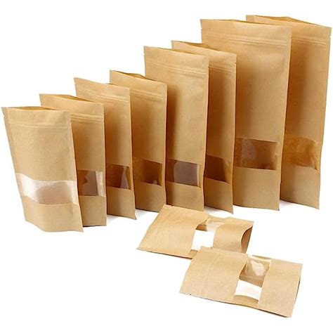 Sachets Doypack En Kraft Brun Avec Zip Et Fen Tre Emballage Maroc