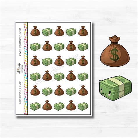 Kawaii Money Planner Stickers For Any Planner Pay Day Bank Money Bag