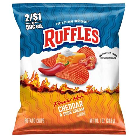 Ruffles Potato Chips Flamin Hot Cheddar Sour Cream Flavored