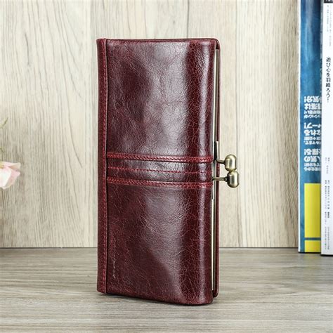 Contact S Genuine Leather Long Wallet Women Metal Frame Purse Hasp And