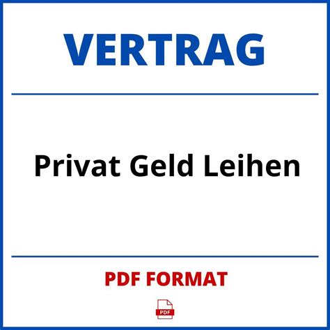 Geldverleih Privat Vertrag Pdf