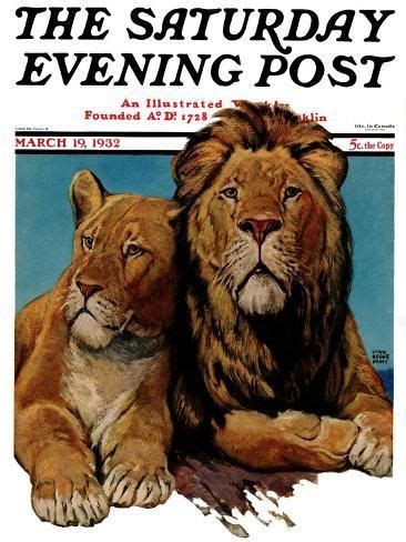 Lion Couple Saturday Evening Post Cover March 19 1932 Giclee