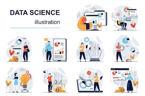 Premium Vector Data Science Concept With Character Situations Mega