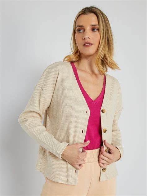 Gilet en maille côtelée Beige Kiabi 7 20