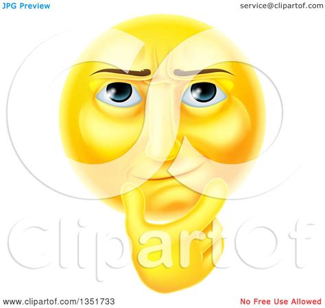 Clipart Of A D Thinking Yellow Male Smiley Emoji Emoticon Face