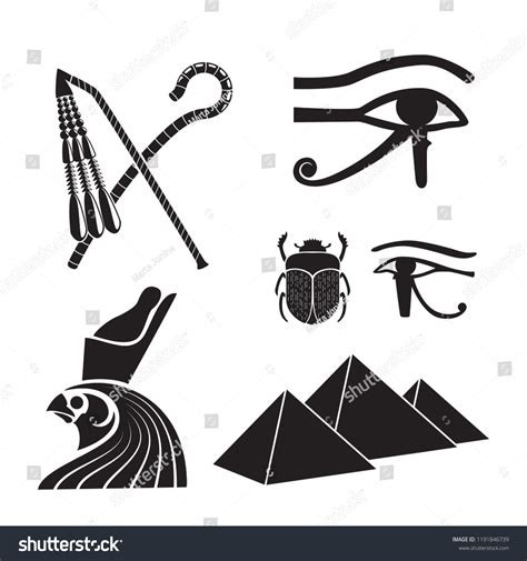 Set Ancient Egypt Silhouettes Crook Flail Stock Vector Royalty Free