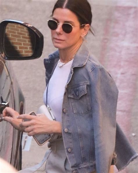 Just Jared On Instagram Sandra Bullock Keeps It Casual Chic While