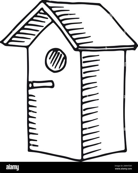Birdhouse sketch. Wooden bird box sketch drawing Stock Vector Image